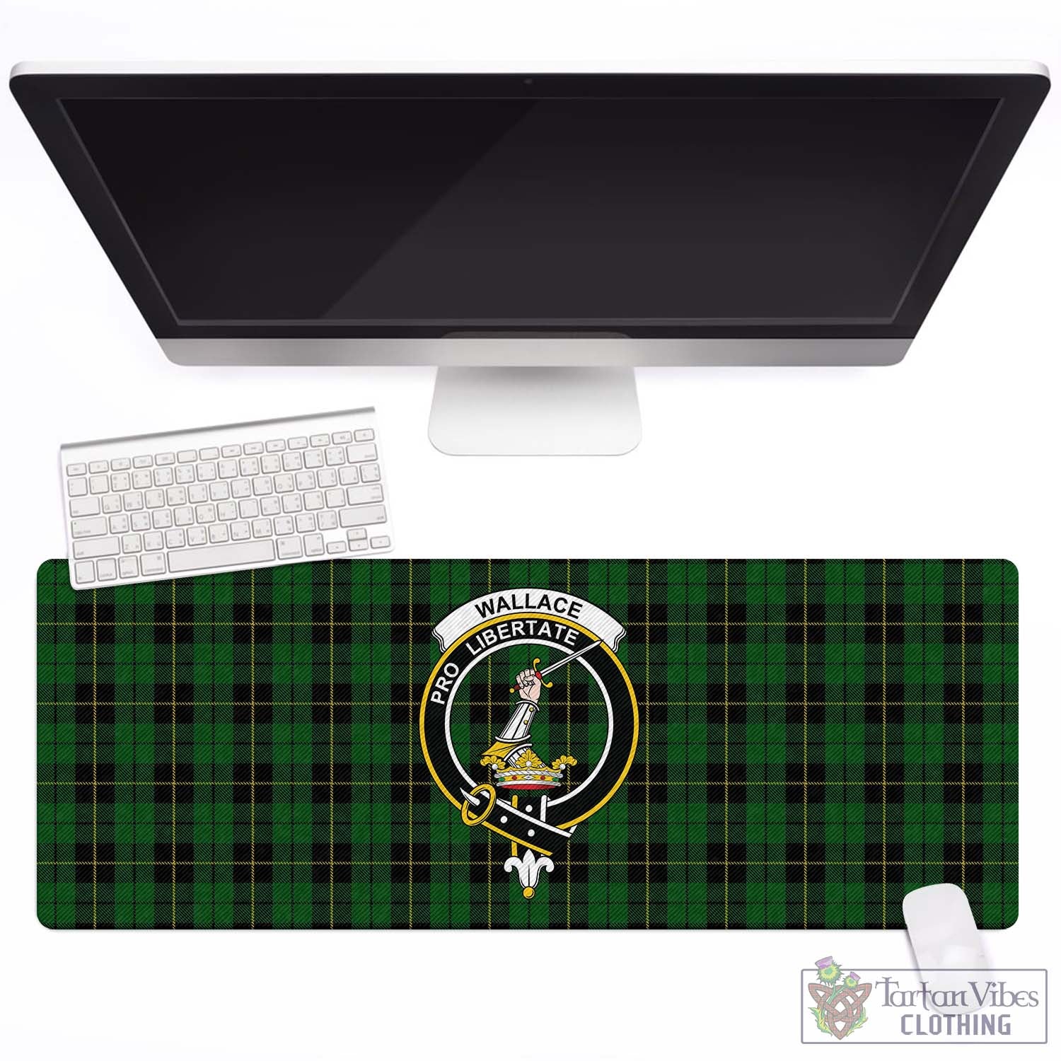 Tartan Vibes Clothing Wallace Hunting Tartan Mouse Pad with Family Crest