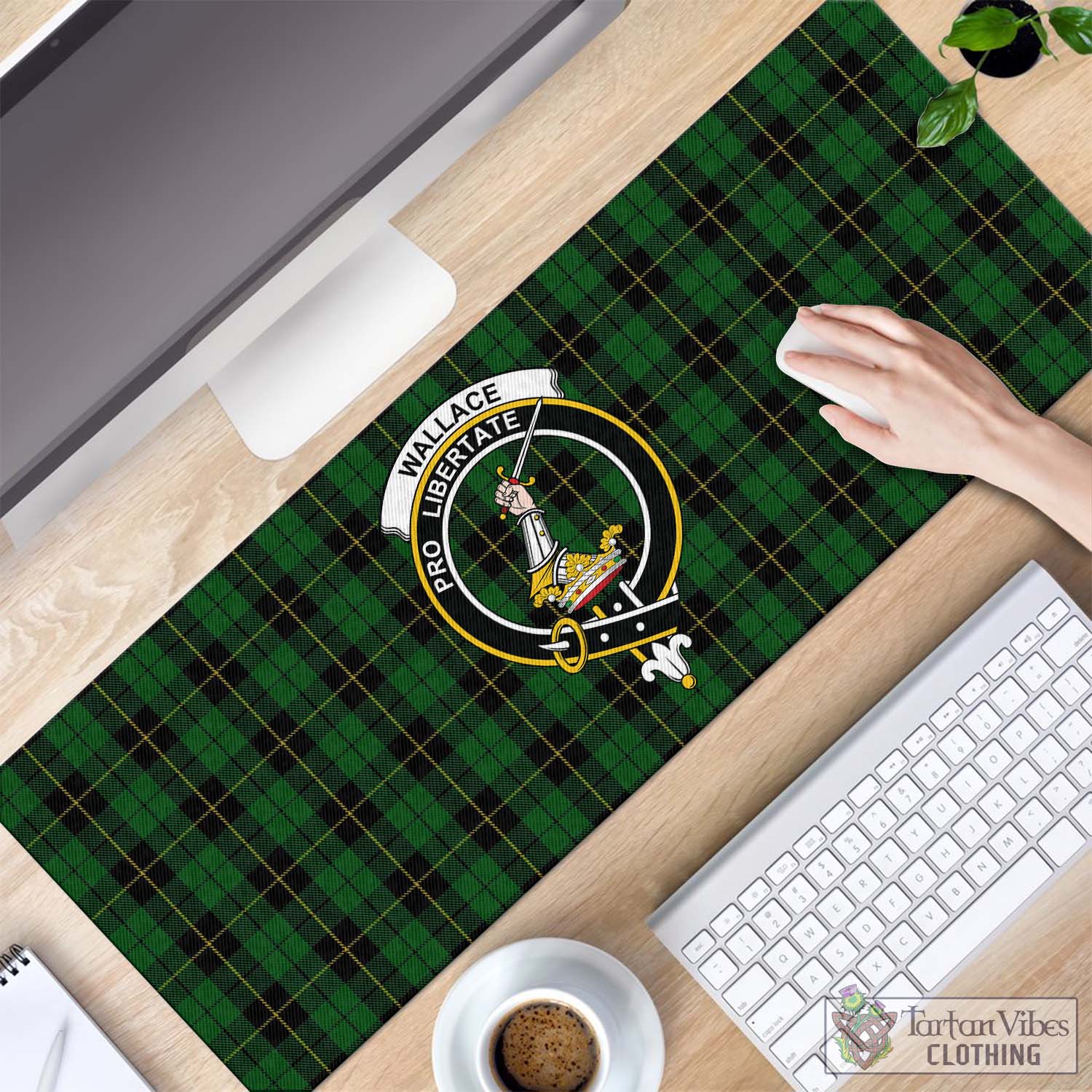 Tartan Vibes Clothing Wallace Hunting Tartan Mouse Pad with Family Crest