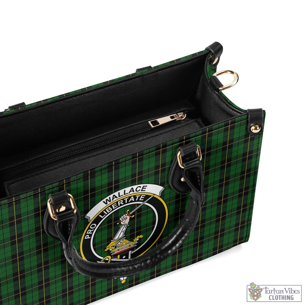 Tartan Vibes Clothing Wallace Hunting Tartan Luxury Leather Handbags with Family Crest