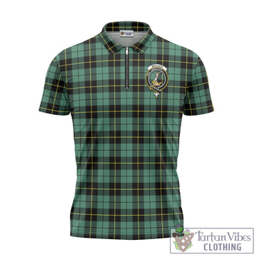 Wallace Hunting Ancient Tartan Zipper Polo Shirt with Family Crest