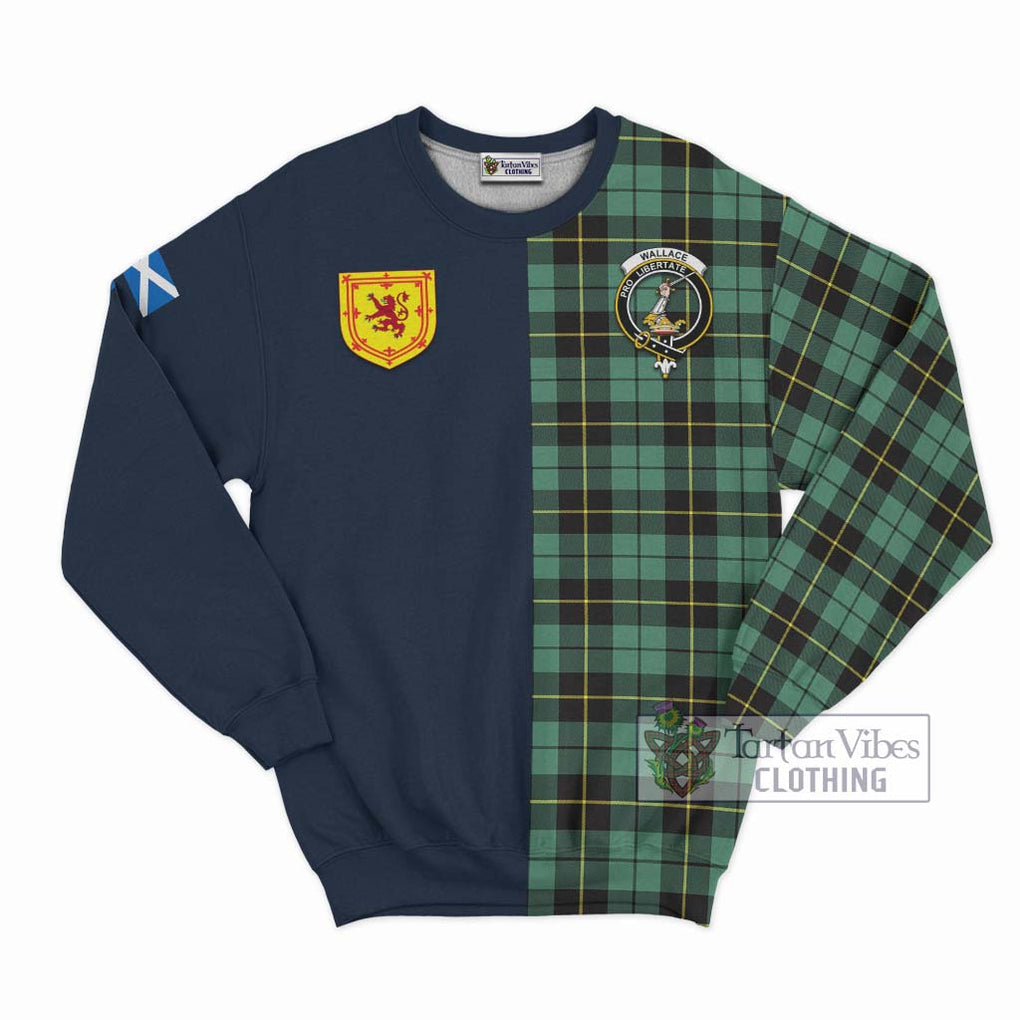 Tartan Vibes Clothing Wallace Hunting Ancient Tartan Sweatshirt with Scottish Lion Royal Arm Half Style