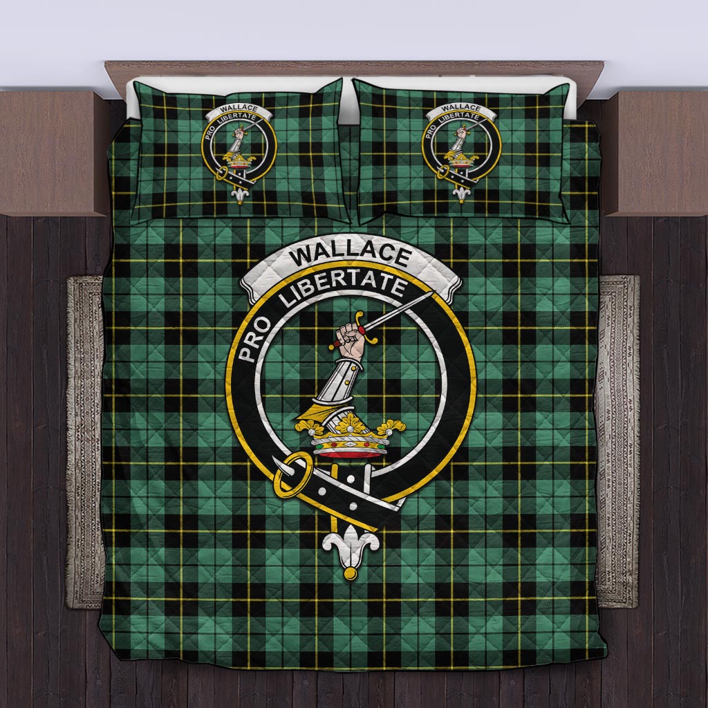 Wallace Hunting Ancient Tartan Quilt Bed Set with Family Crest Twin - Tartan Vibes Clothing