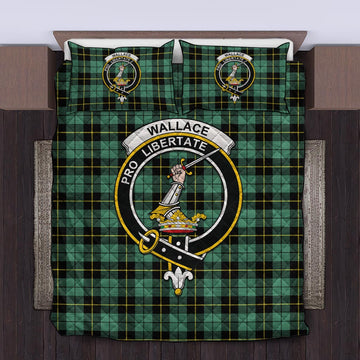 Wallace Hunting Ancient Tartan Quilt Bed Set with Family Crest