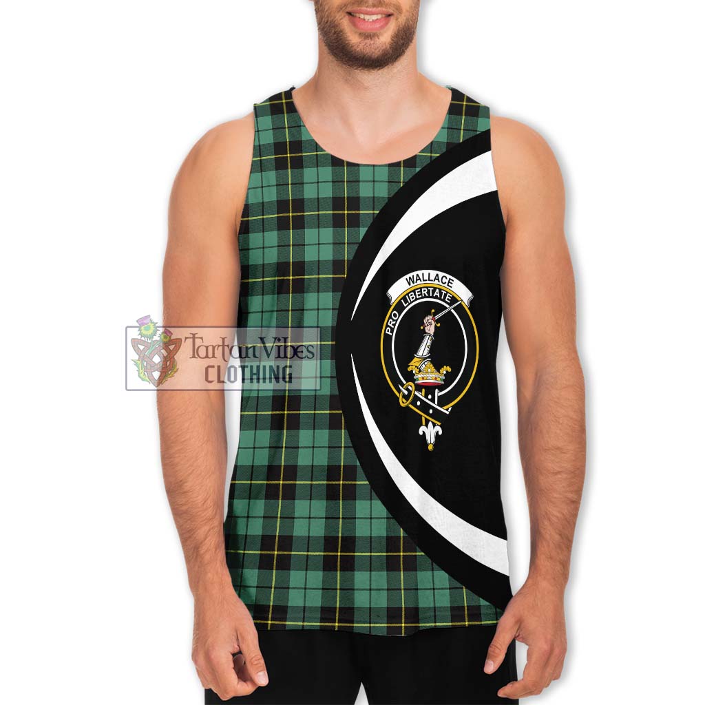 Wallace Hunting Ancient Tartan Men's Tank Top with Family Crest Circle Style Men - Tartan Vibes Clothing