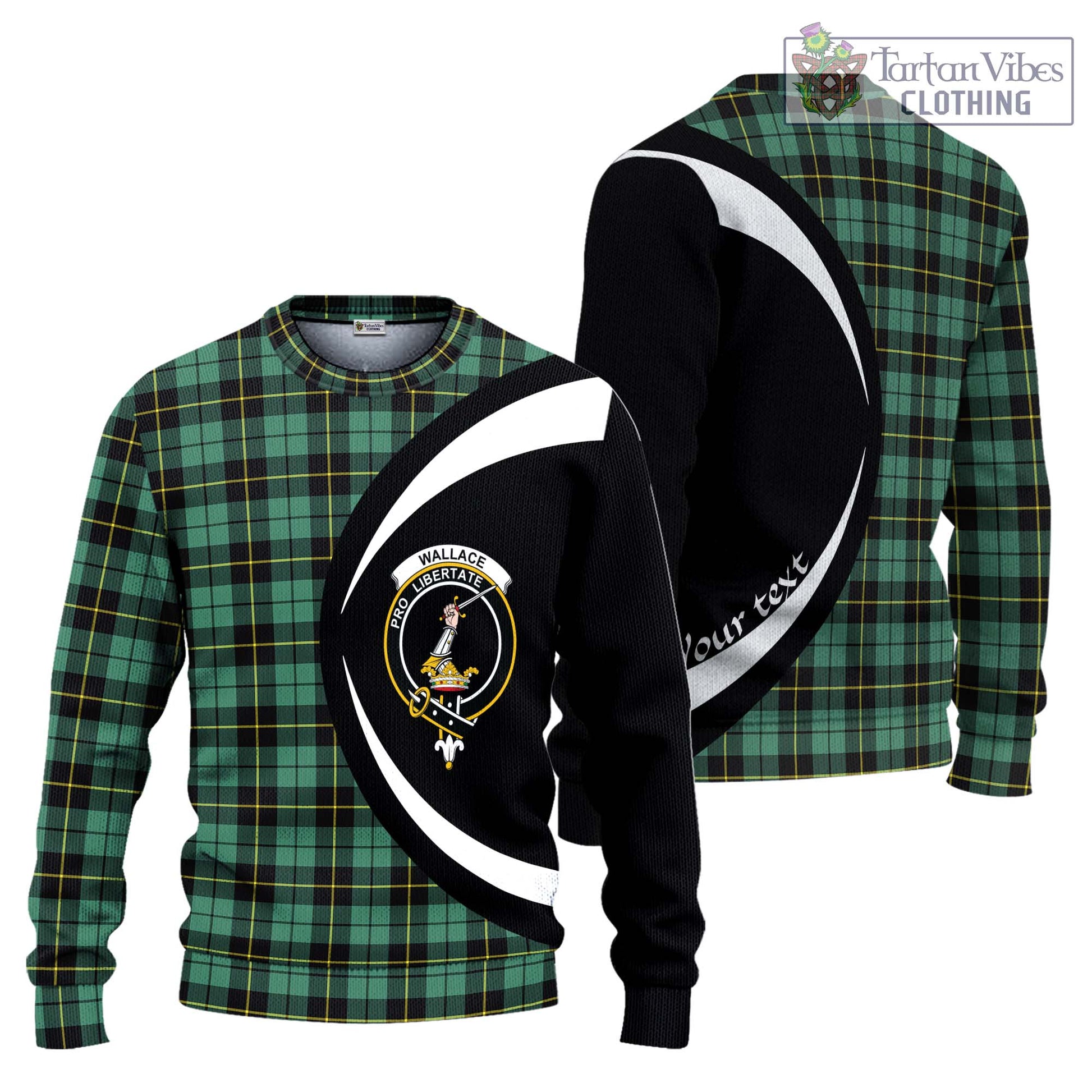 Wallace Hunting Ancient Tartan Knitted Sweater with Family Crest Circle Style Unisex - Tartan Vibes Clothing