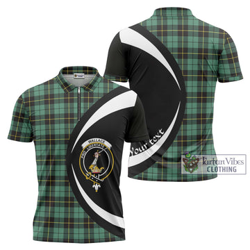 Wallace Hunting Ancient Tartan Zipper Polo Shirt with Family Crest Circle Style