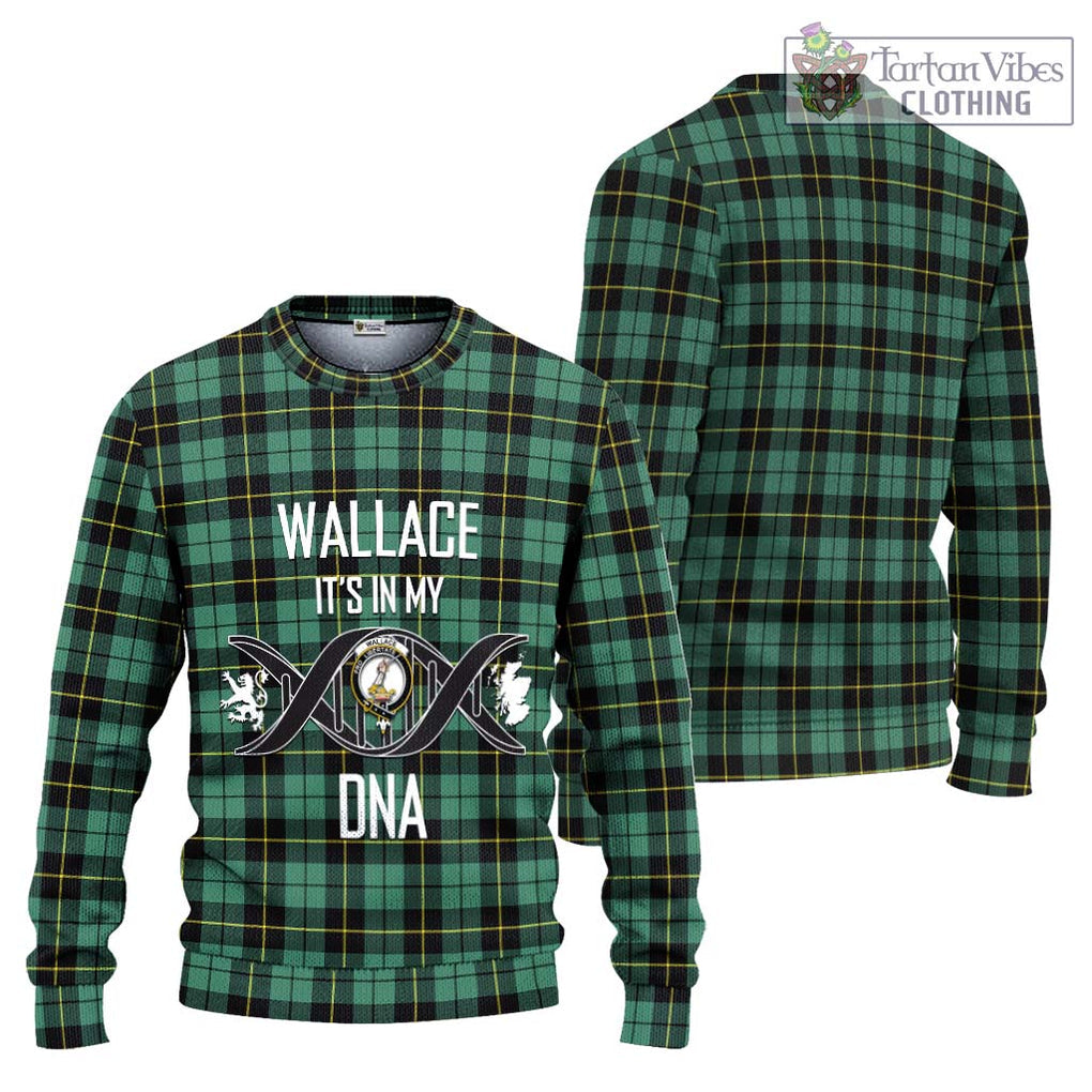 Wallace Hunting Ancient Tartan Knitted Sweater with Family Crest DNA In Me Style Unisex - Tartanvibesclothing Shop