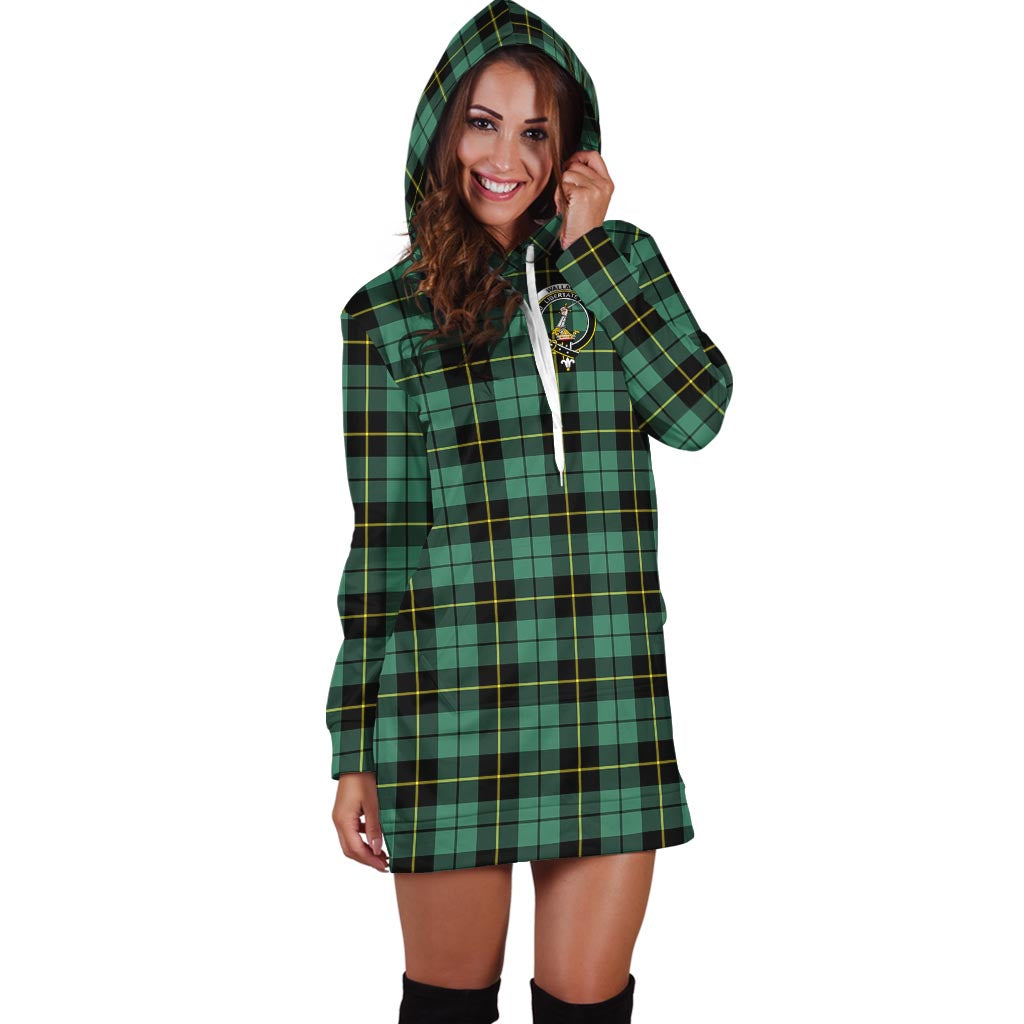 Wallace Hunting Ancient Tartan Hoodie Dress with Family Crest - Tartan Vibes Clothing