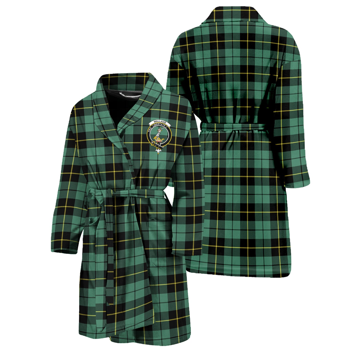 Wallace Hunting Ancient Tartan Bathrobe with Family Crest Unisex S - Tartan Vibes Clothing