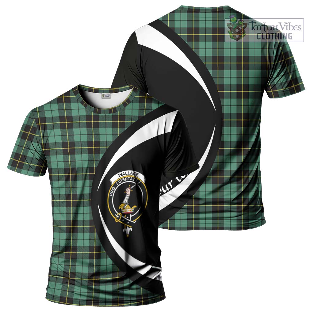 Tartan Vibes Clothing Wallace Hunting Ancient Tartan T-Shirt with Family Crest Circle Style