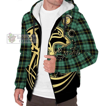 Wallace Hunting Ancient Tartan Sherpa Hoodie with Family Crest Celtic Wolf Style