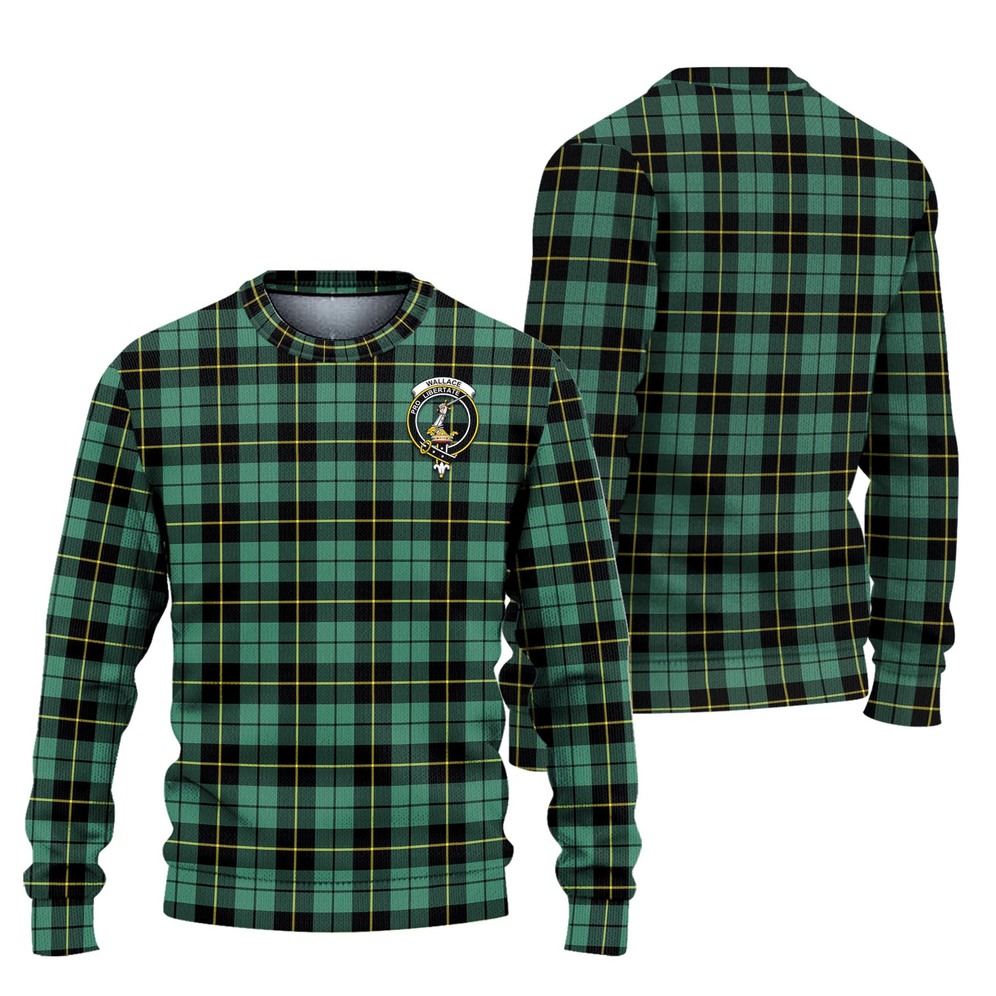 Wallace Hunting Ancient Tartan Knitted Sweater with Family Crest Unisex - Tartanvibesclothing