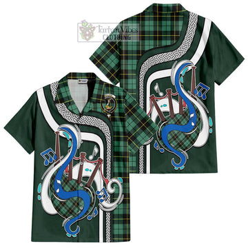 Wallace Hunting Ancient Tartan Short Sleeve Button Shirt with Epic Bagpipe Style