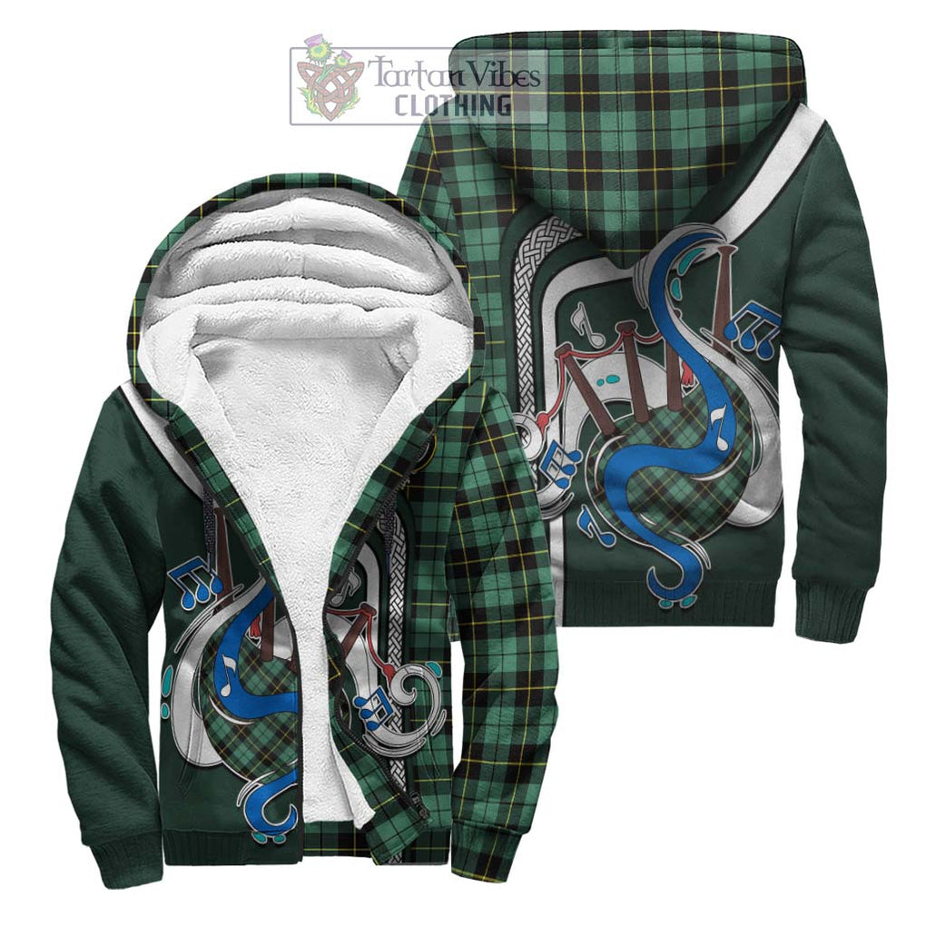 Wallace Hunting Ancient Tartan Sherpa Hoodie with Epic Bagpipe Style Unisex S - Tartanvibesclothing Shop