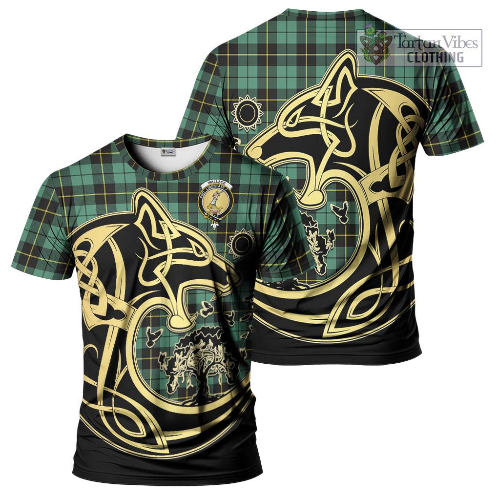 Wallace Hunting Ancient Tartan T-Shirt with Family Crest Celtic Wolf Style Kid's Shirt - Tartan Vibes Clothing