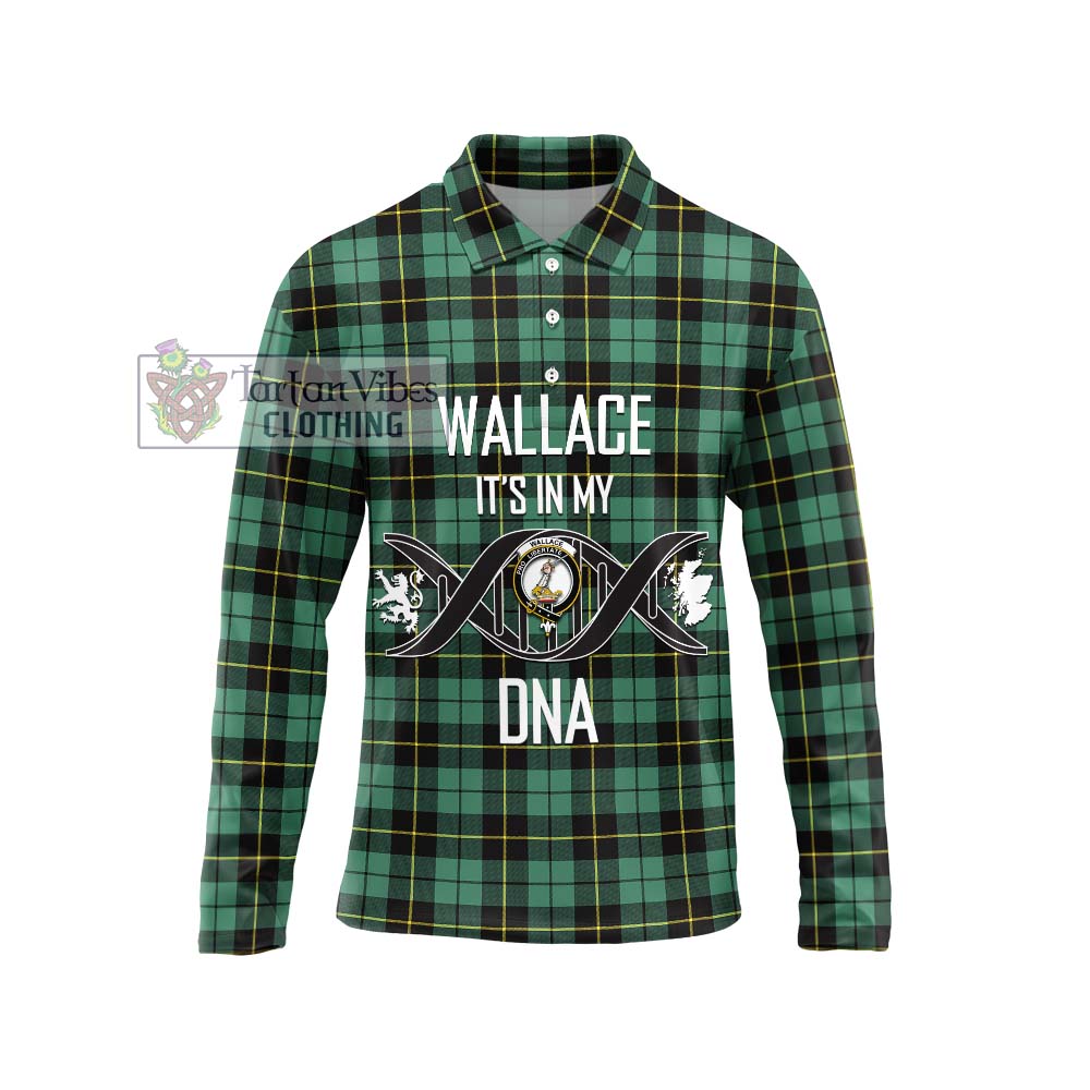 Wallace Hunting Ancient Tartan Long Sleeve Polo Shirt with Family Crest DNA In Me Style Unisex - Tartanvibesclothing Shop