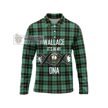 Wallace Hunting Ancient Tartan Long Sleeve Polo Shirt with Family Crest DNA In Me Style