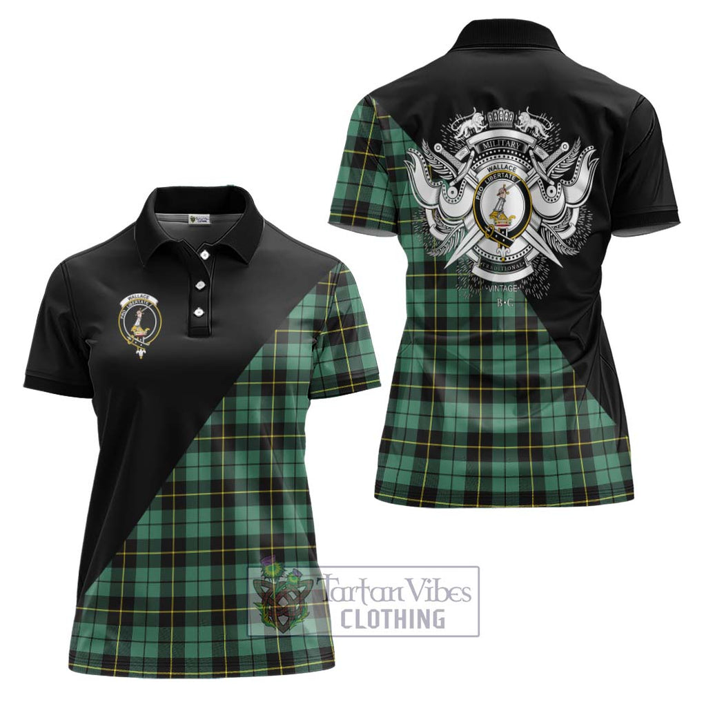 Wallace Hunting Ancient Tartan Women's Polo Shirt with Family Crest and Military Logo Style Women - Tartanvibesclothing Shop