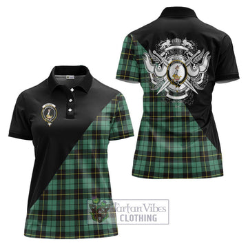 Wallace Hunting Ancient Tartan Women's Polo Shirt with Family Crest and Military Logo Style