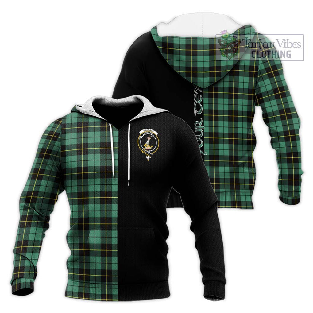 Wallace Hunting Ancient Tartan Knitted Hoodie with Family Crest and Half Of Me Style Unisex Knitted Pullover Hoodie - Tartanvibesclothing Shop