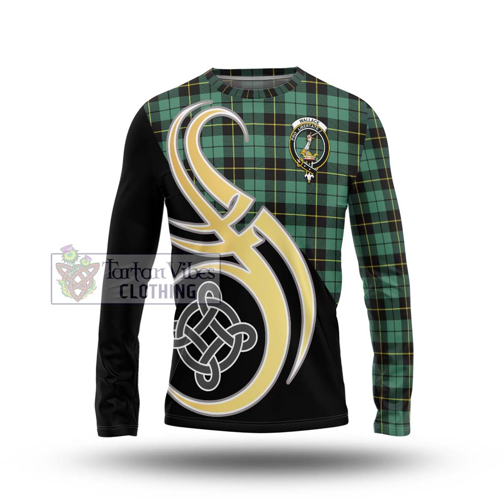 Wallace Hunting Ancient Tartan Long Sleeve T-Shirt with Family Crest and Celtic Symbol Style Unisex - Tartan Vibes Clothing