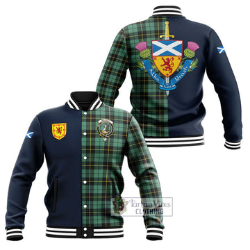 Wallace Hunting Ancient Tartan Baseball Jacket Alba with Scottish Lion Royal Arm Half Style