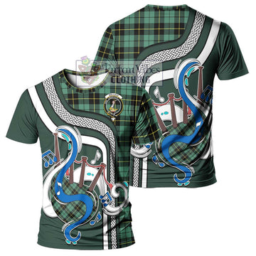 Wallace Hunting Ancient Tartan T-Shirt with Epic Bagpipe Style