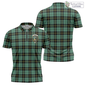 Wallace Hunting Ancient Tartan Zipper Polo Shirt with Family Crest