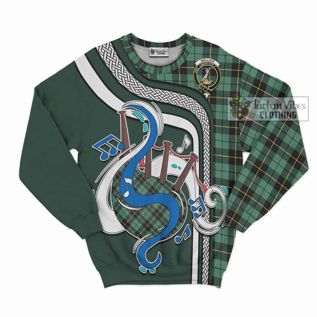 Tartan Vibes Clothing Wallace Hunting Ancient Tartan Sweatshirt with Epic Bagpipe Style