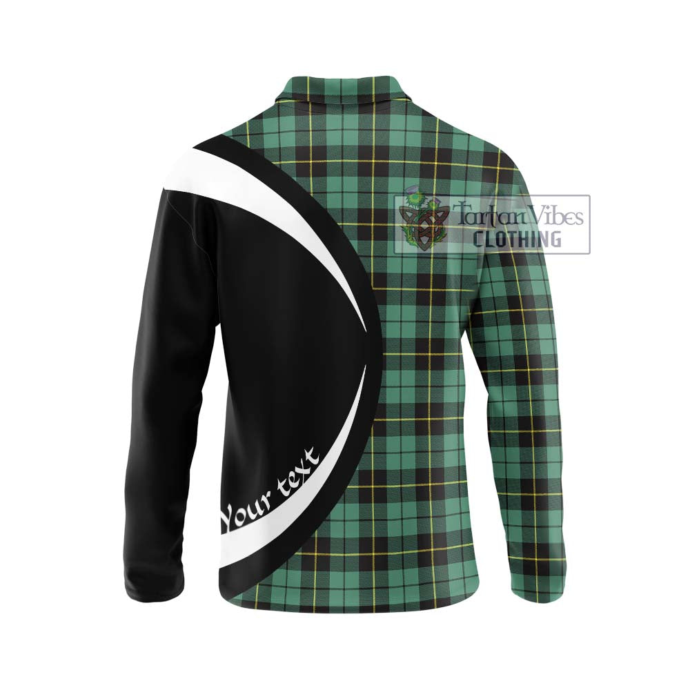 Wallace Hunting Ancient Tartan Long Sleeve Polo Shirt with Family Crest Circle Style - Tartan Vibes Clothing