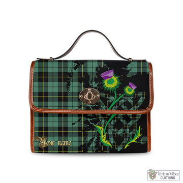 Wallace Hunting Ancient Tartan Waterproof Canvas Bag with Scotland Map and Thistle Celtic Accents