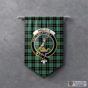 Wallace Hunting Ancient Tartan Gonfalon, Tartan Banner with Family Crest