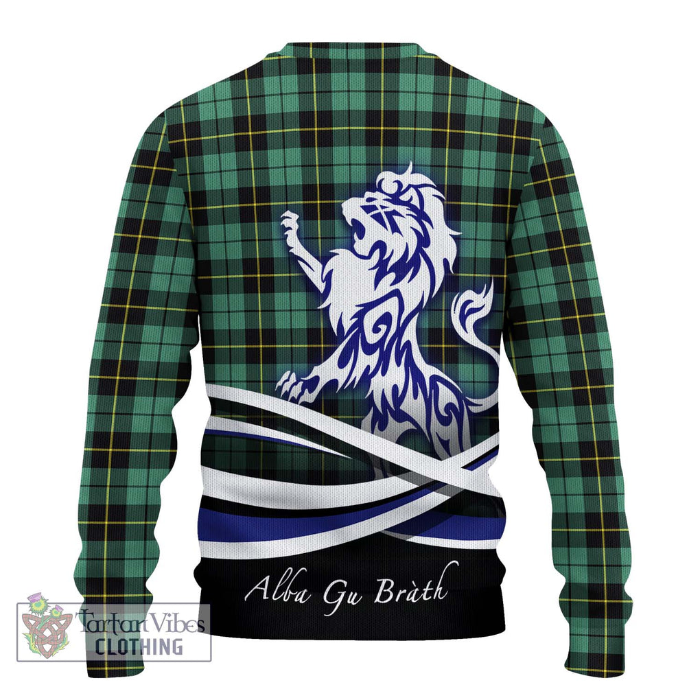 Wallace Hunting Ancient Tartan Knitted Sweater with Alba Gu Brath Regal Lion Emblem - Tartanvibesclothing Shop