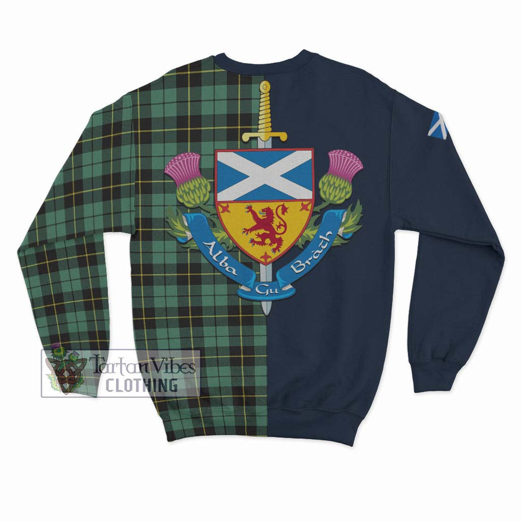 Tartan Vibes Clothing Wallace Hunting Ancient Tartan Sweatshirt with Scottish Lion Royal Arm Half Style