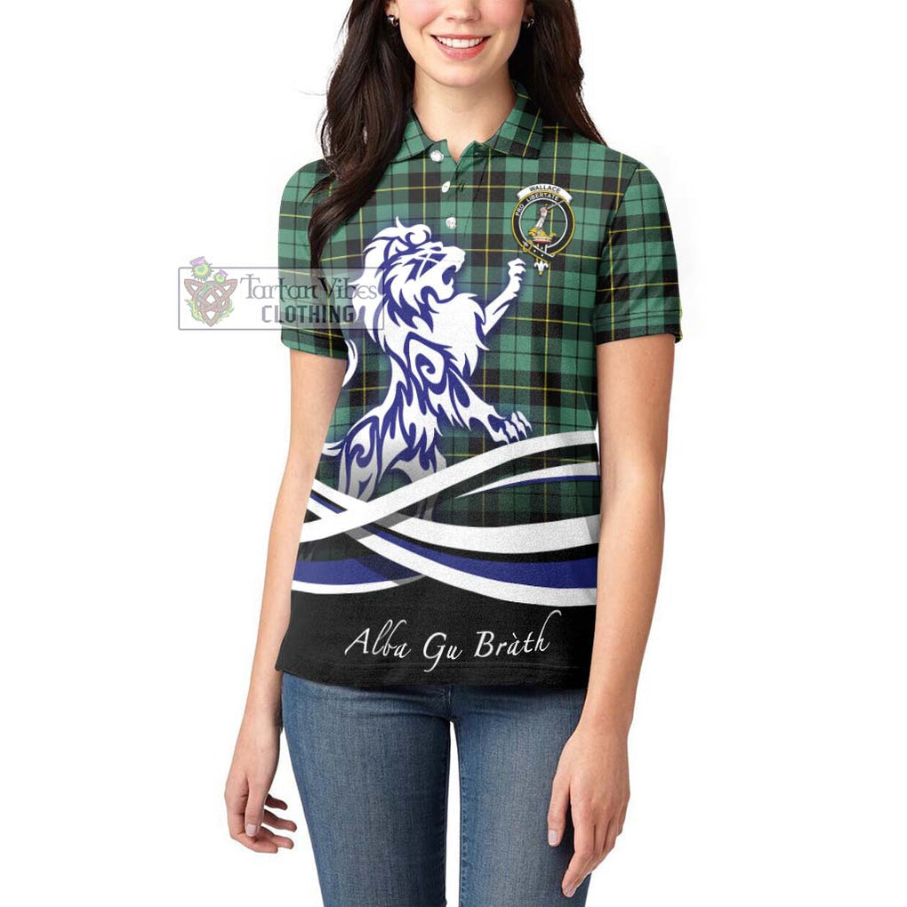 Wallace Hunting Ancient Tartan Women's Polo Shirt with Alba Gu Brath Regal Lion Emblem - Tartanvibesclothing Shop