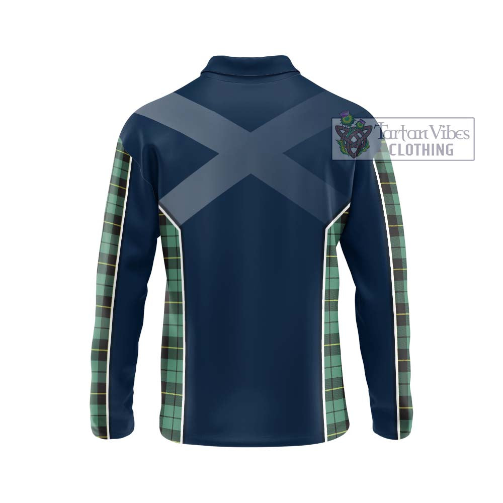 Wallace Hunting Ancient Tartan Long Sleeve Polo Shirt with Family Crest and Lion Rampant Vibes Sport Style - Tartan Vibes Clothing