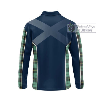 Wallace Hunting Ancient Tartan Long Sleeve Polo Shirt with Family Crest and Lion Rampant Vibes Sport Style