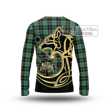 Wallace Hunting Ancient Tartan Long Sleeve T-Shirt with Family Crest Celtic Wolf Style