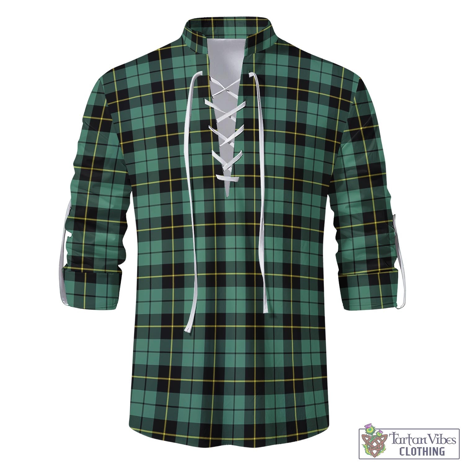 Tartan Vibes Clothing Wallace Hunting Ancient Tartan Men's Scottish Traditional Jacobite Ghillie Kilt Shirt