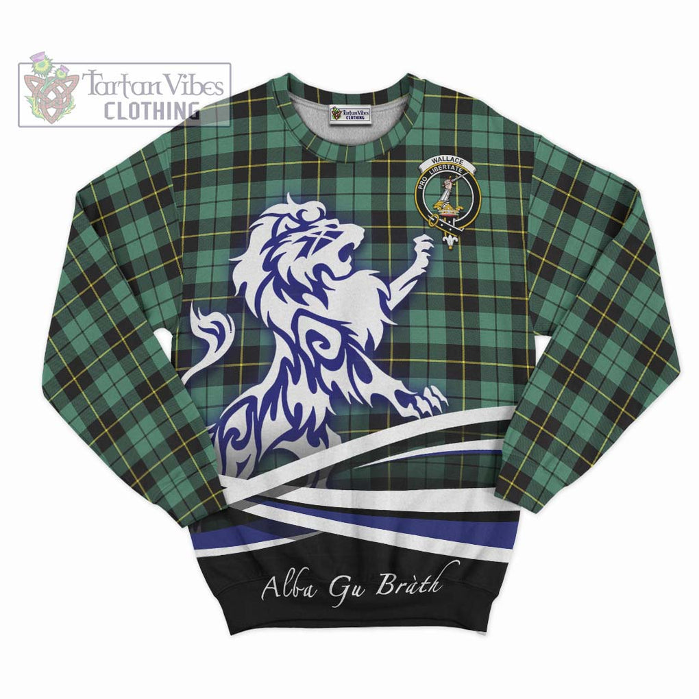 Wallace Hunting Ancient Tartan Sweatshirt with Alba Gu Brath Regal Lion Emblem - Tartanvibesclothing Shop