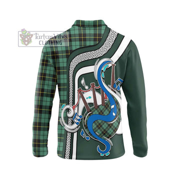 Wallace Hunting Ancient Tartan Long Sleeve Polo Shirt with Epic Bagpipe Style