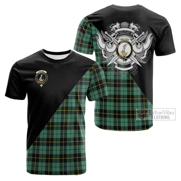 Wallace Hunting Ancient Tartan Cotton T-shirt with Family Crest and Military Logo Style