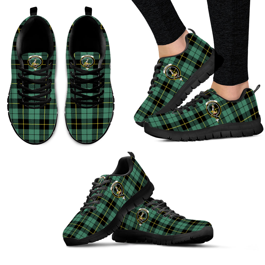 Wallace Hunting Ancient Tartan Sneakers with Family Crest - Tartan Vibes Clothing