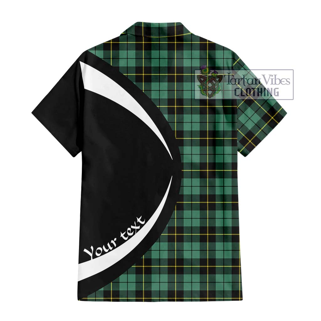 Tartan Vibes Clothing Wallace Hunting Ancient Tartan Short Sleeve Button Up with Family Crest Circle Style