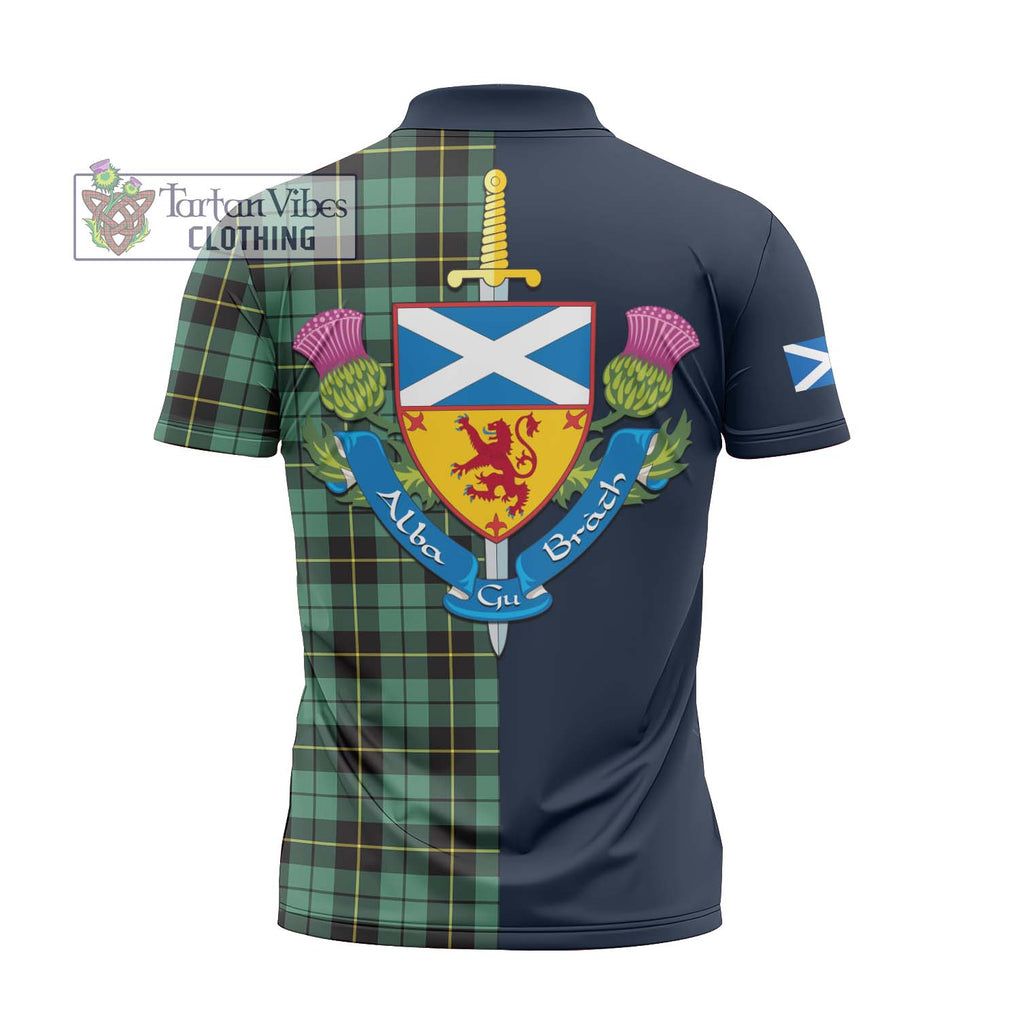 Tartan Vibes Clothing Wallace Hunting Ancient Tartan Zipper Polo Shirt with Scottish Lion Royal Arm Half Style