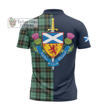 Wallace Hunting Ancient Tartan Zipper Polo Shirt Alba with Scottish Lion Royal Arm Half Style