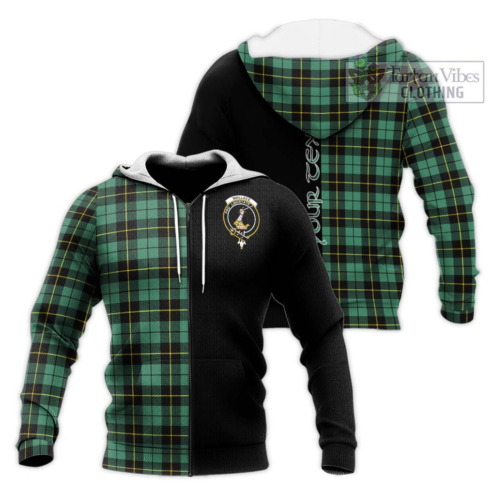 Wallace Hunting Ancient Tartan Knitted Hoodie with Family Crest and Half Of Me Style Unisex Knitted Zip Hoodie - Tartanvibesclothing Shop