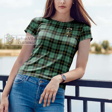 Wallace Hunting Ancient Tartan Cotton T-Shirt with Family Crest