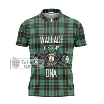 Wallace Hunting Ancient Tartan Zipper Polo Shirt with Family Crest DNA In Me Style