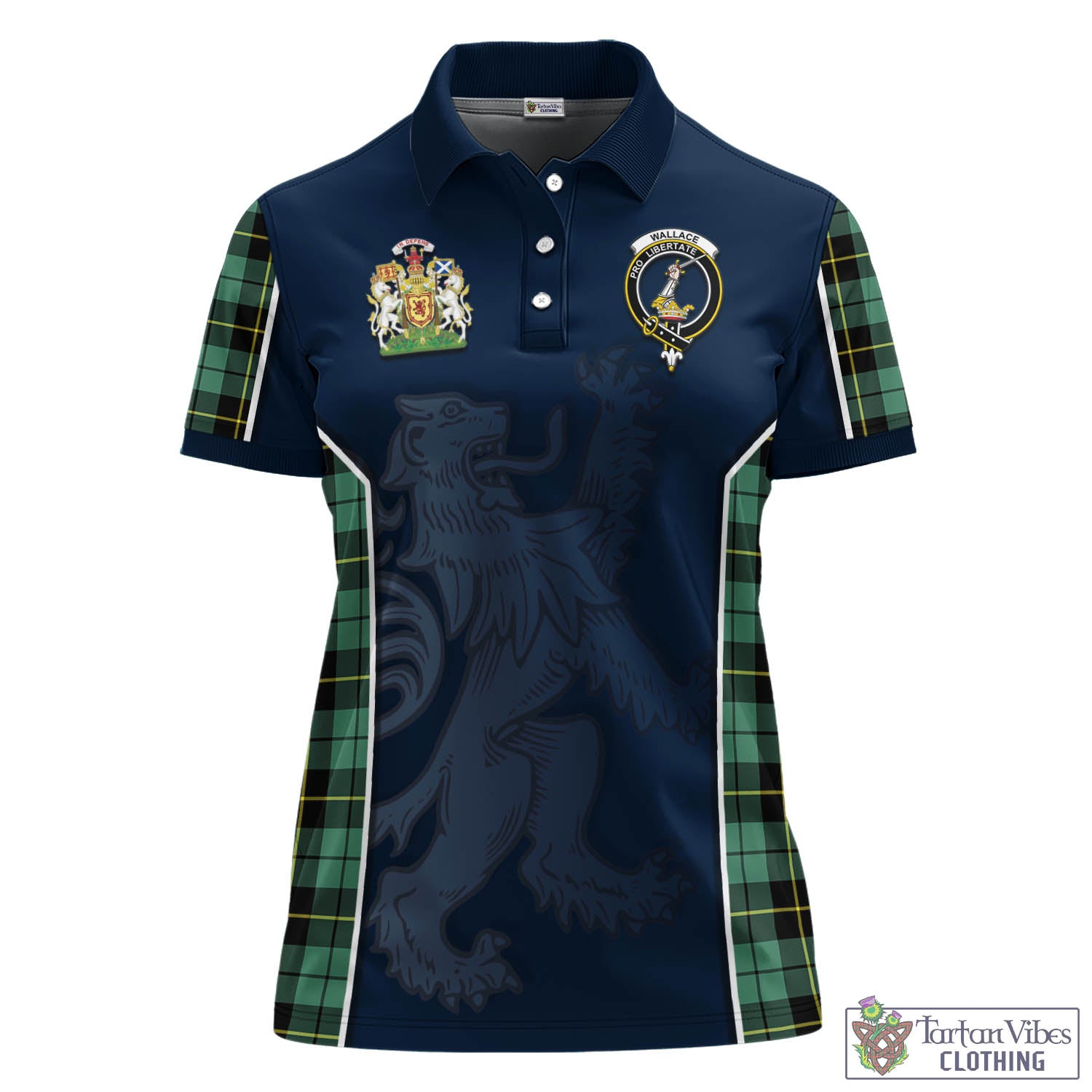 Tartan Vibes Clothing Wallace Hunting Ancient Tartan Women's Polo Shirt with Family Crest and Lion Rampant Vibes Sport Style